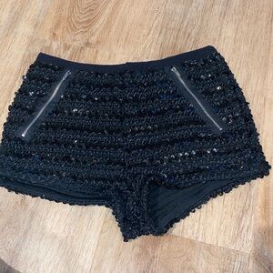 Festival Black Knit Sequin Black High Waist Shorts